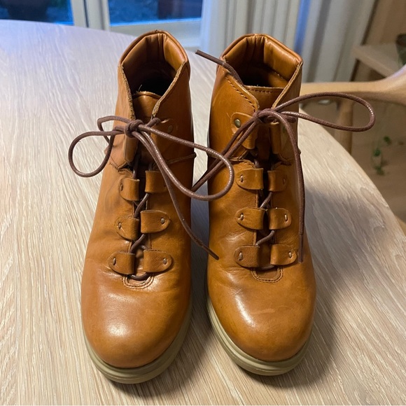 Camper cognac leather heeled hiking boots size 37 - Picture 4 of 6